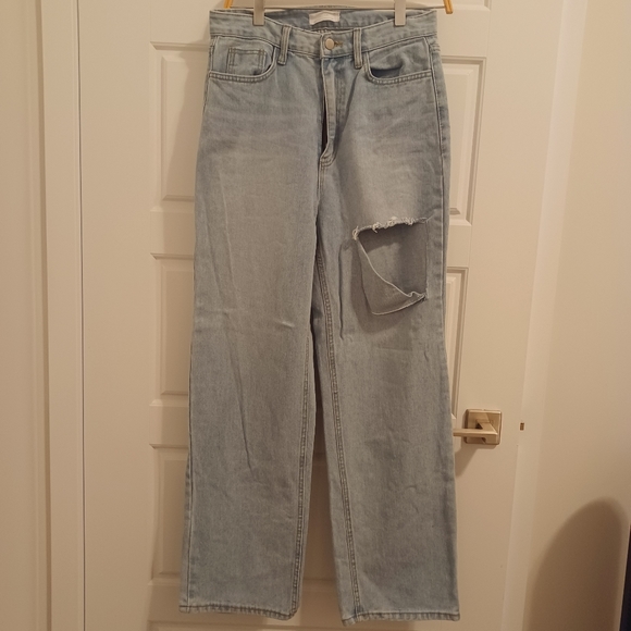 Oak & Fort Distressed Wide Leg Denim - Picture 1 of 4